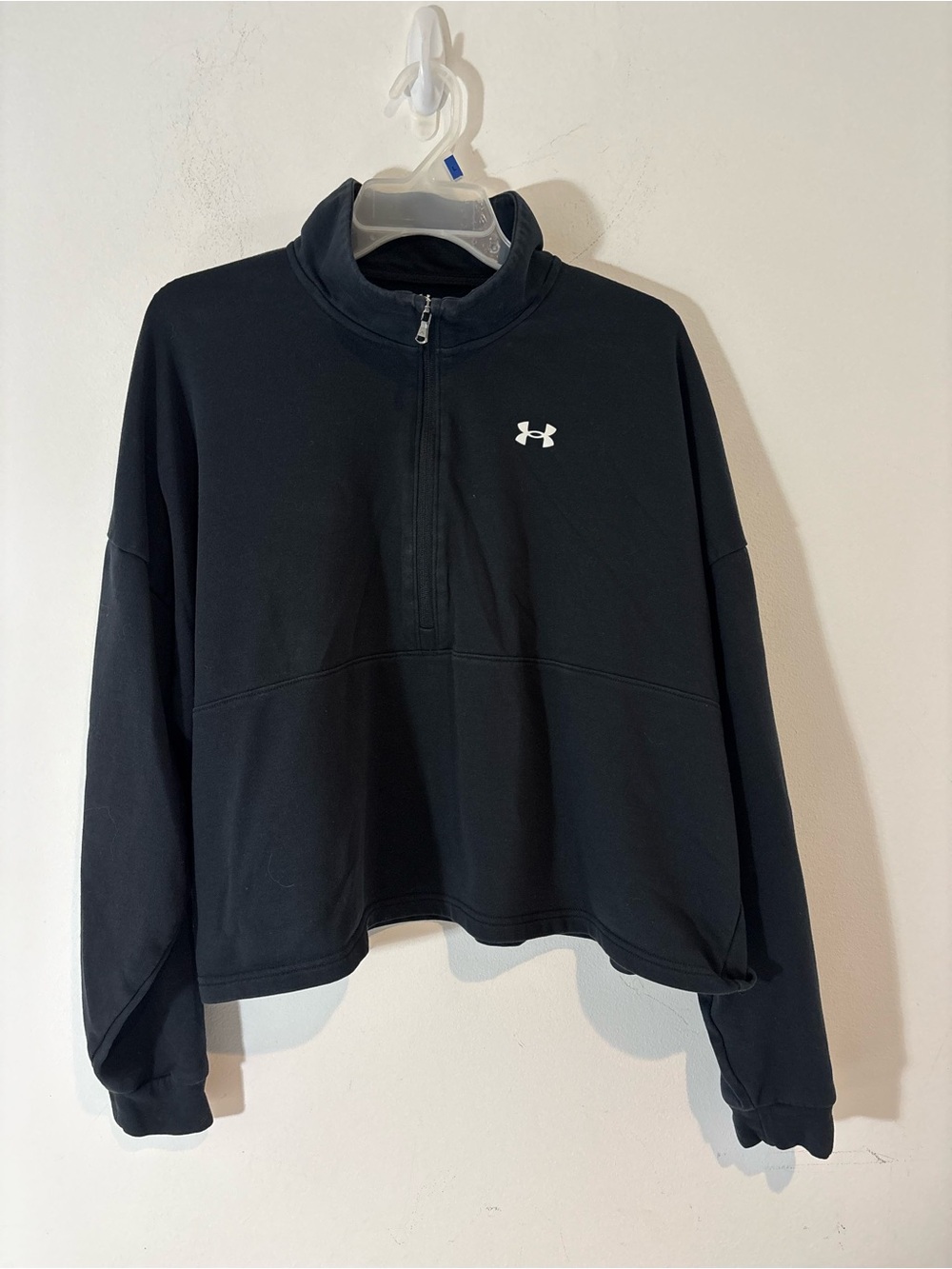 Under Armour Womens Large Cropped Half Zip Pull Over Sweatshirt Oversized